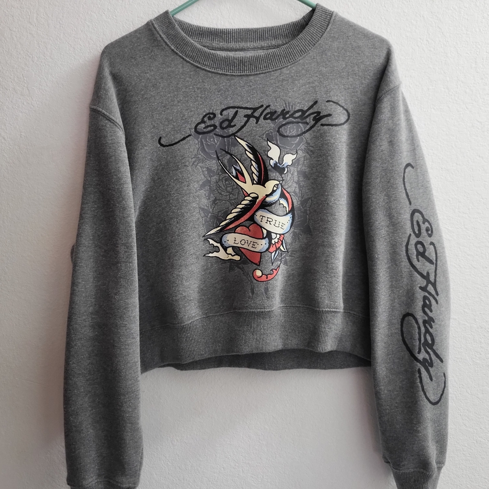 Ed Hardy Gray Graphic Sweatshirt